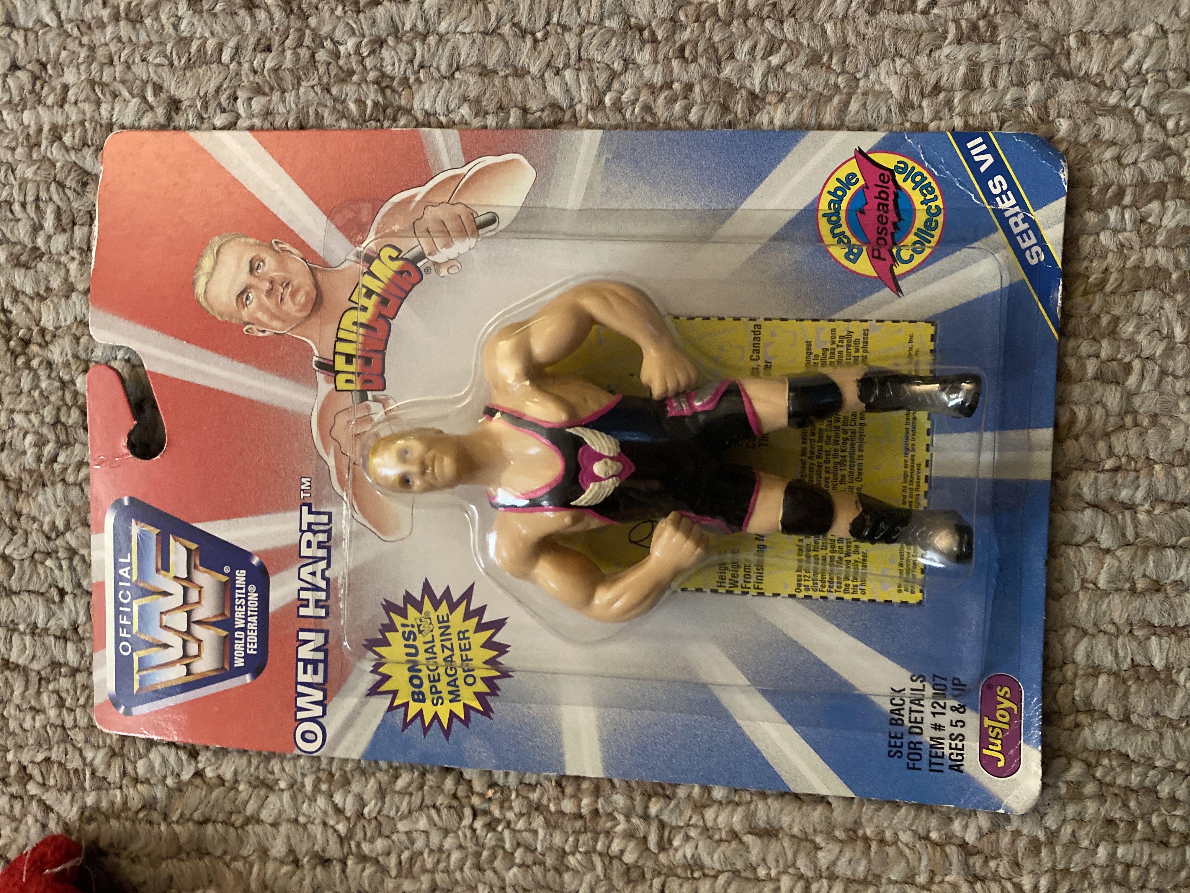 WWF Bend -Ems Owen Hart - WCW JustToys Bend-Ems Series (WCW JustToys Bend-Ems Series) action figure collectible [Barcode 020616120077] - Main Image 1