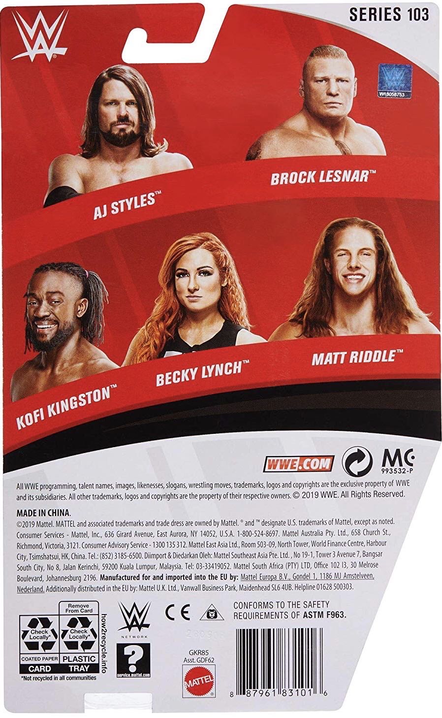 AJ Styles Basic #103 - Mattel (WWE Basic #103) action figure collectible [Barcode 887961831016] - Main Image 2