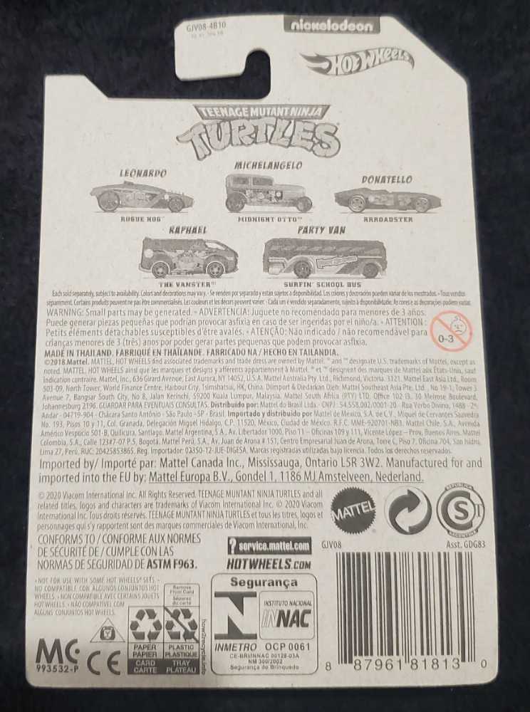 Hot Wheels TMNT 5/5 Party Van "Surfin’ School Bus” - Mattel (Teenage Mutant Ninja Turtles (Hot Wheels)) action figure collectible [Barcode 887961818130] - Main Image 2