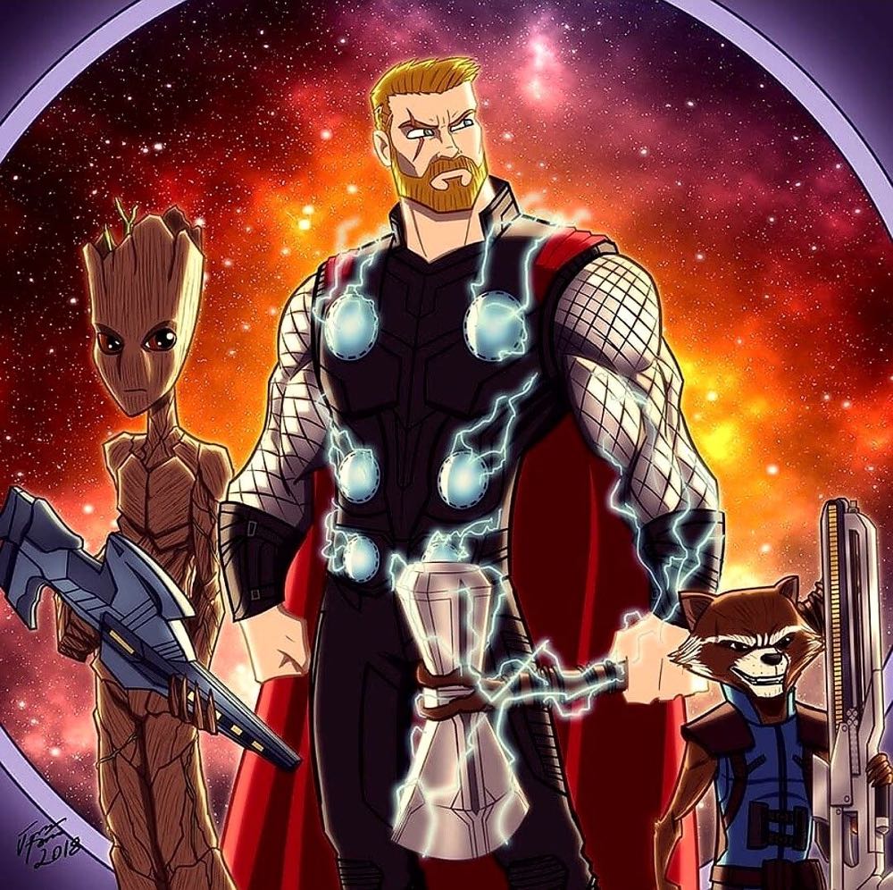 Thor, Rocket Racoon & Groot 3 Pack - Hasbro (Marvel Legends) action figure collectible [Barcode 630509635290] - Main Image 4