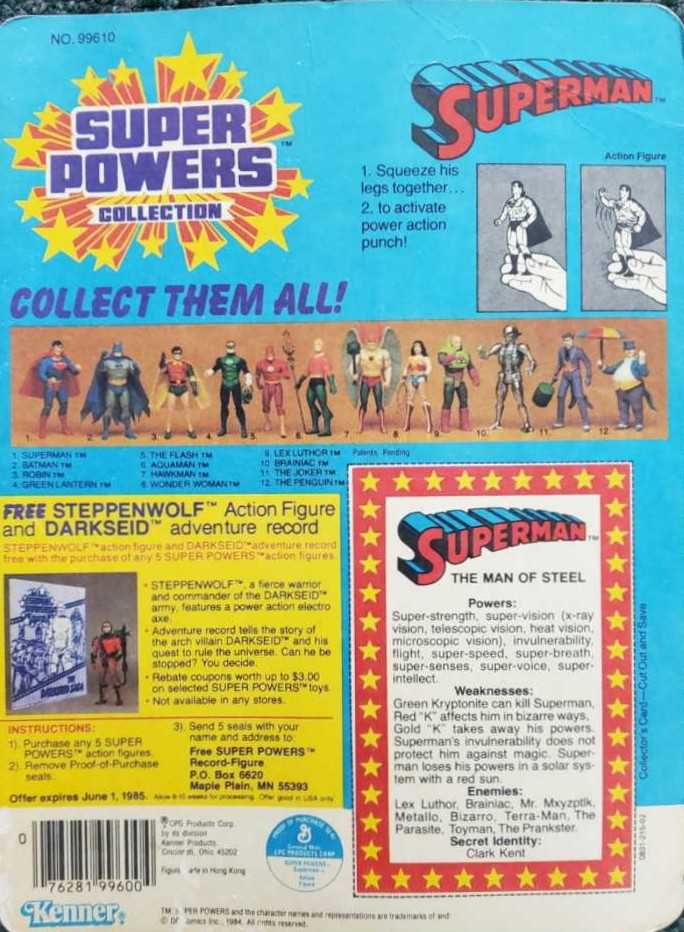 Kenner Super Powers Superman  - Kenner (DC Super Powers) action figure collectible [Barcode 061026996005] - Main Image 2