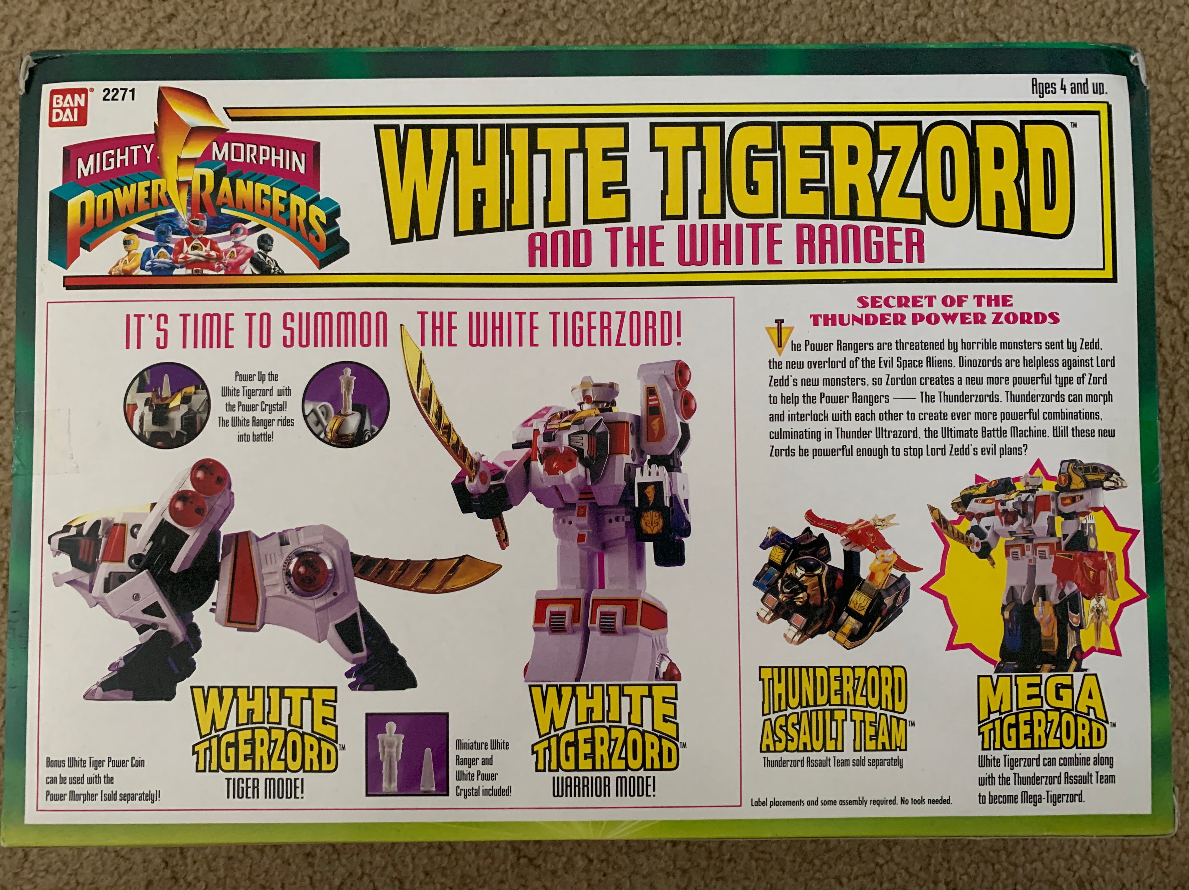 White Tigerzord and the White Ranger - Bandai (Mighty Morphin Power Rangers) action figure collectible [Barcode 045557022716] - Main Image 2