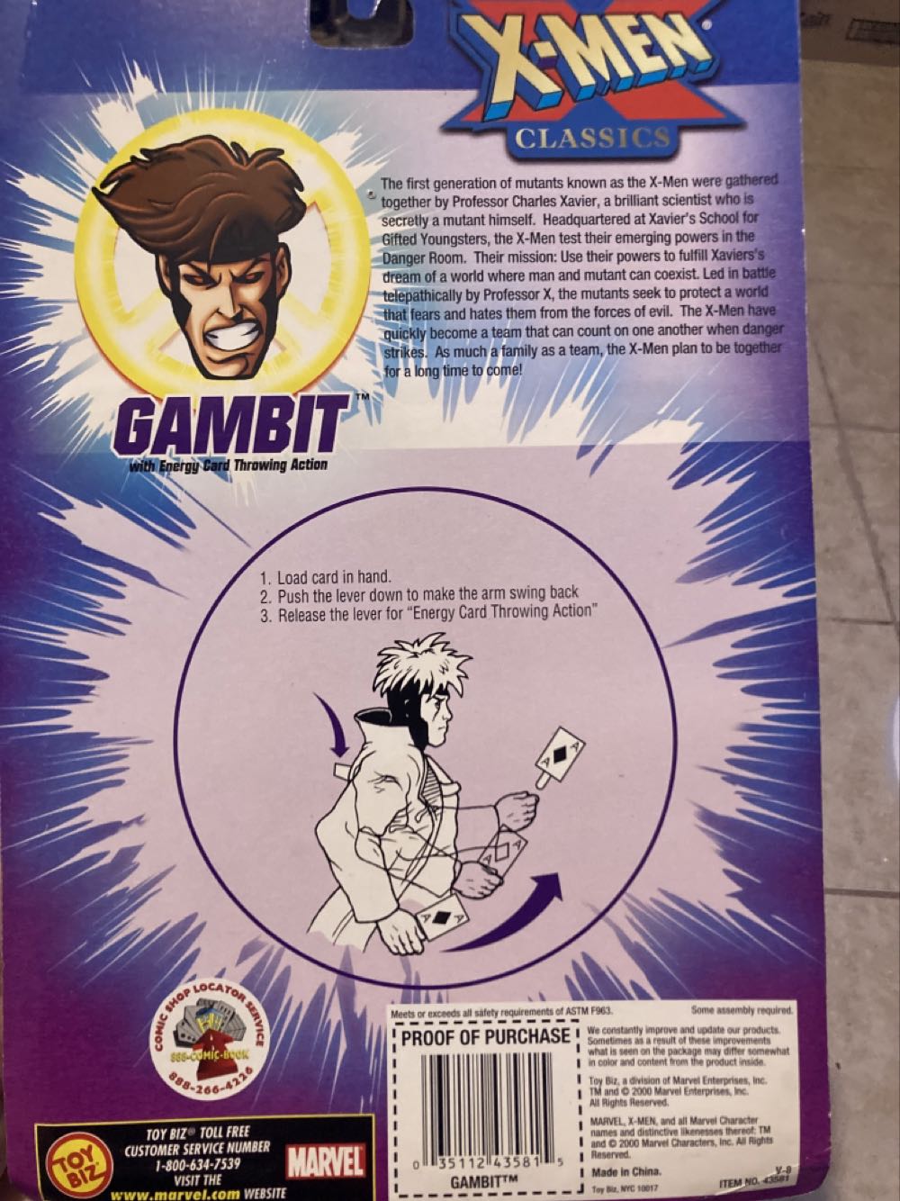 X-Men Classics: Gambit - Toy Biz: Marvel (X-Men) action figure collectible [Barcode 035112435815] - Main Image 2