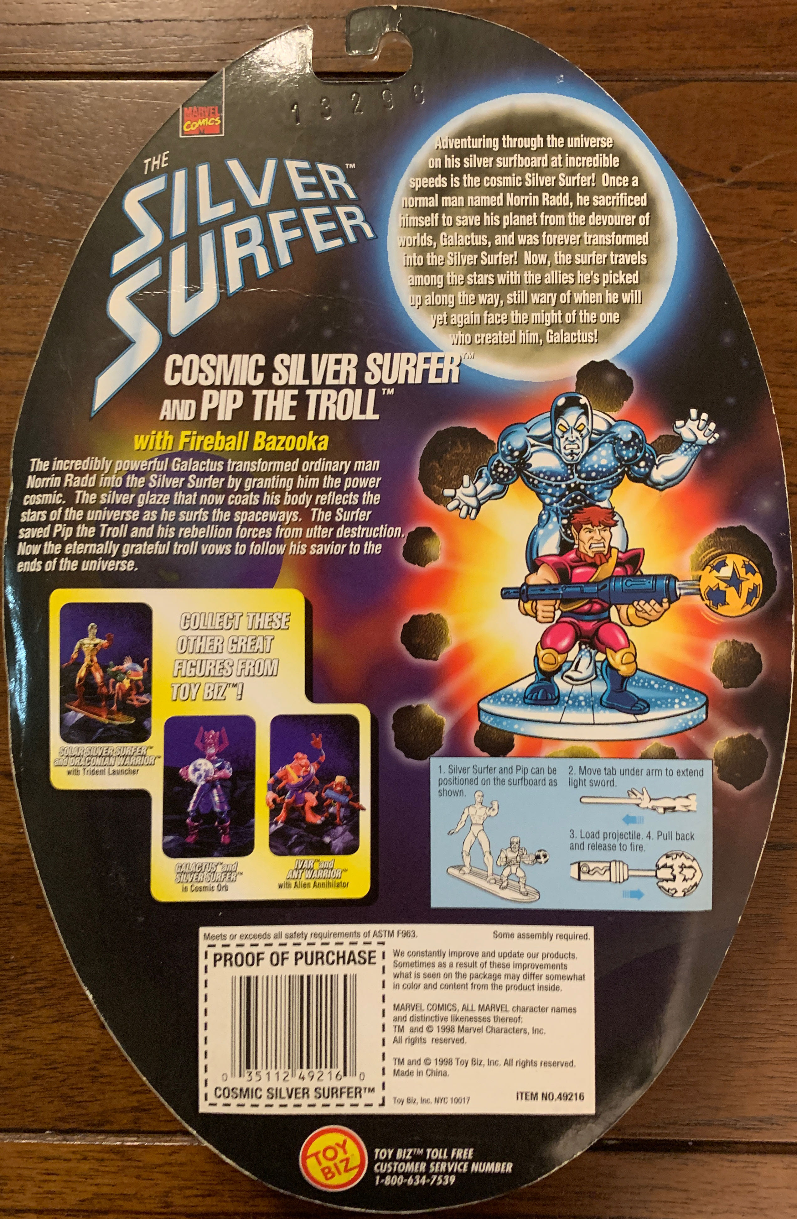 Silver Surfer & Pip The Troll - Toy Biz (Silver Surfer) action figure collectible [Barcode 035112492160] - Main Image 2