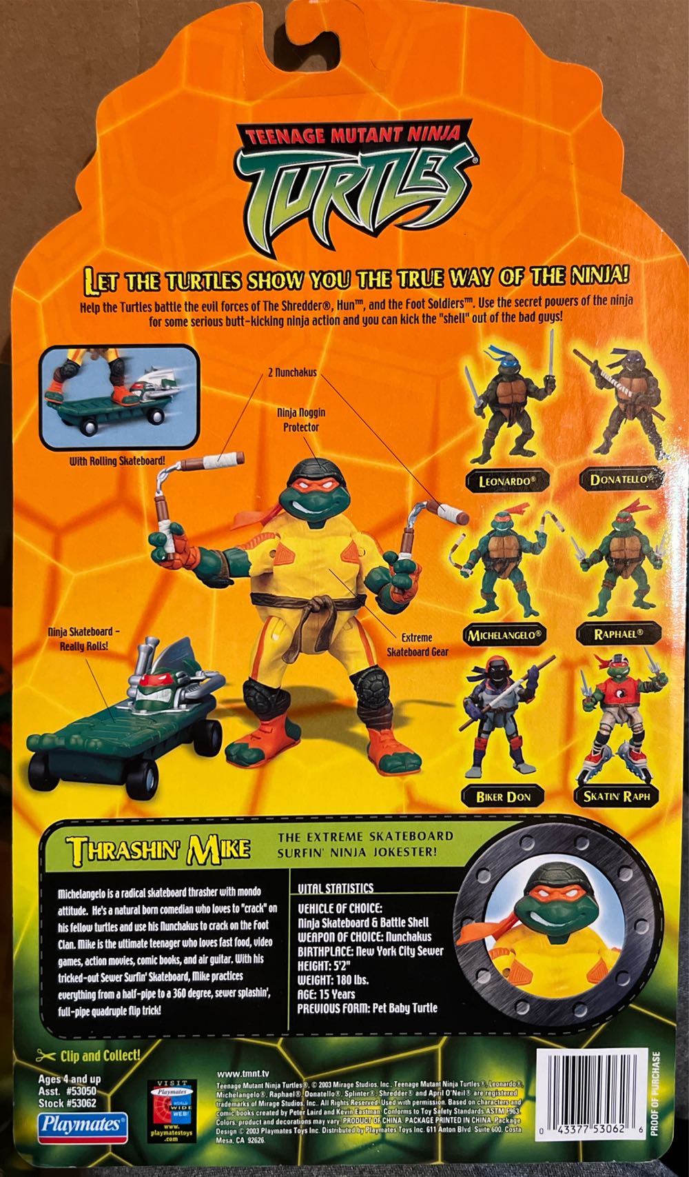 Thrashin’ Mike Playmate - Playmates (Teenage Mutant Ninja Turtles (2002)) action figure collectible [Barcode 043377530626] - Main Image 2