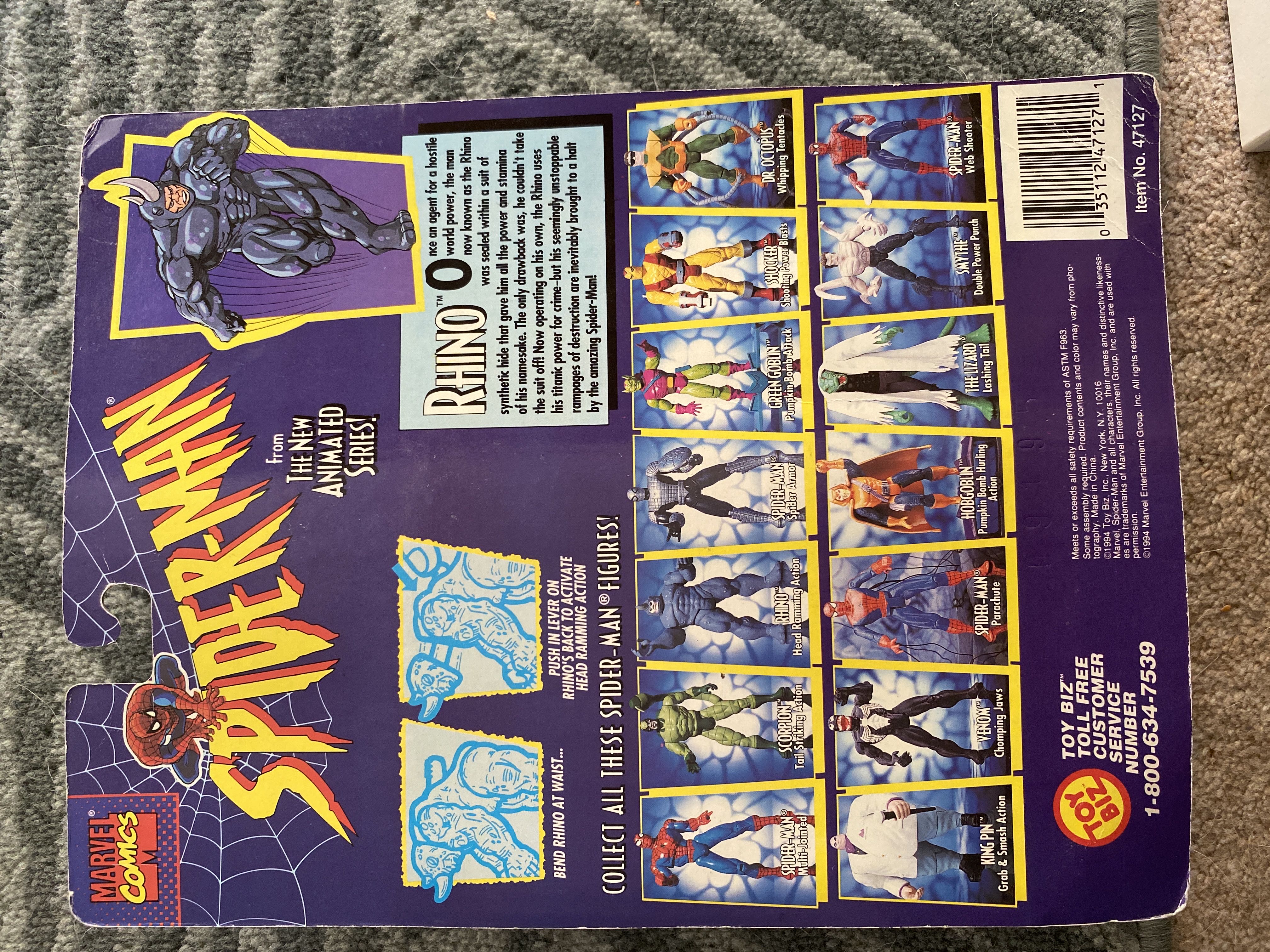 Rhino - Toybiz (Spider-Man: The Animated Series) action figure collectible [Barcode 035112471271] - Main Image 2