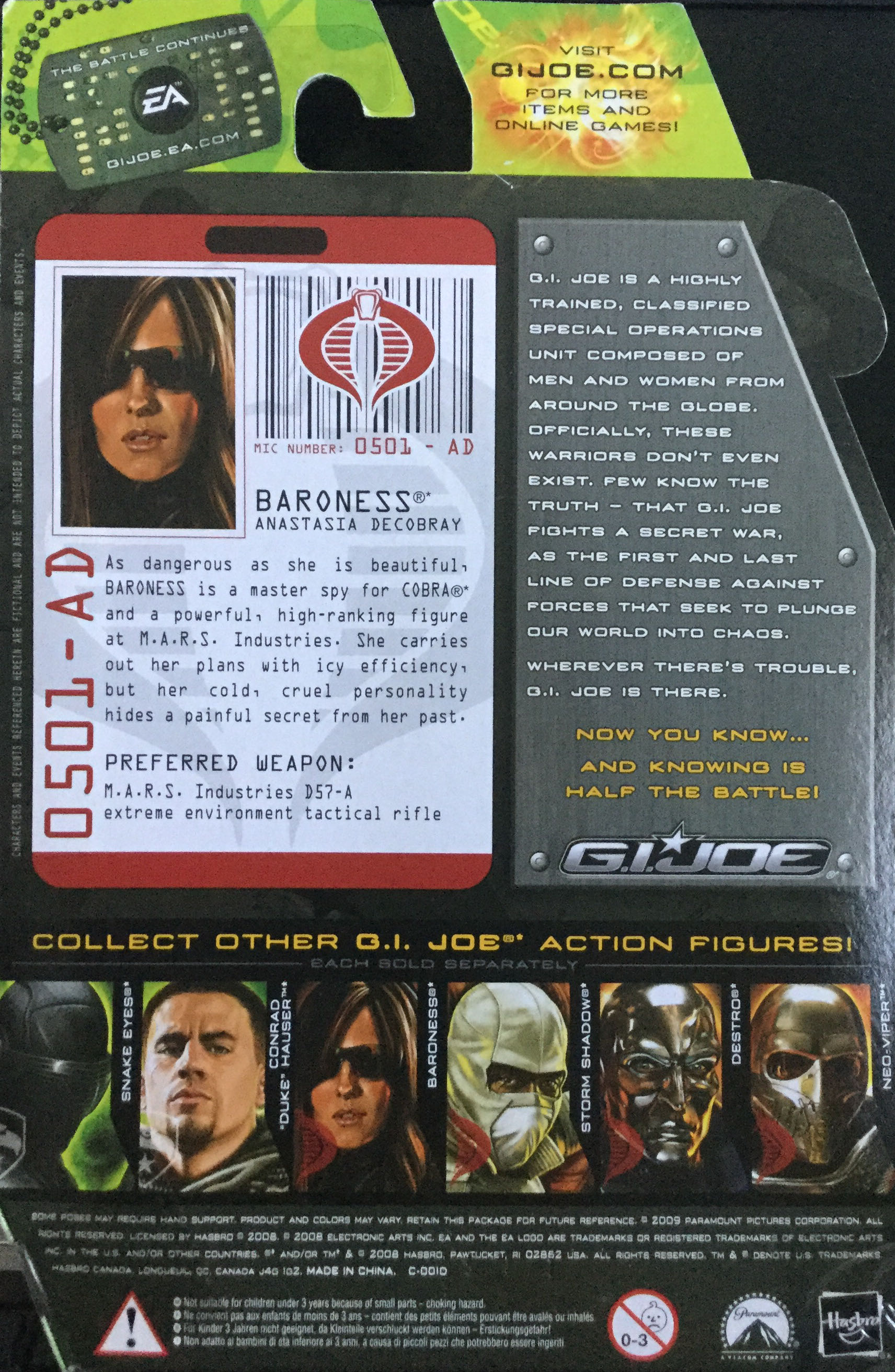 Baroness - Hasbro (G.I. Joe - The Rise Of Cobra) action figure collectible - Main Image 2