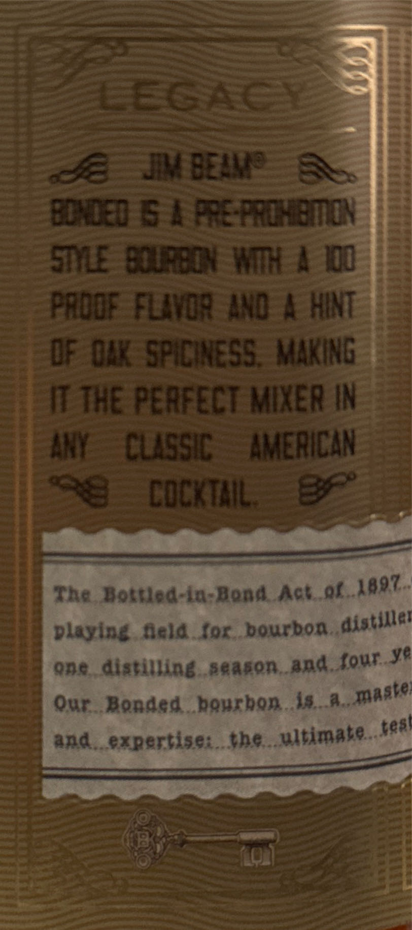 Jim Beam Bonded - Jim B.Beam Distilling Co. (750 mL) alcohol collectible [Barcode 080686008026] - Main Image 3