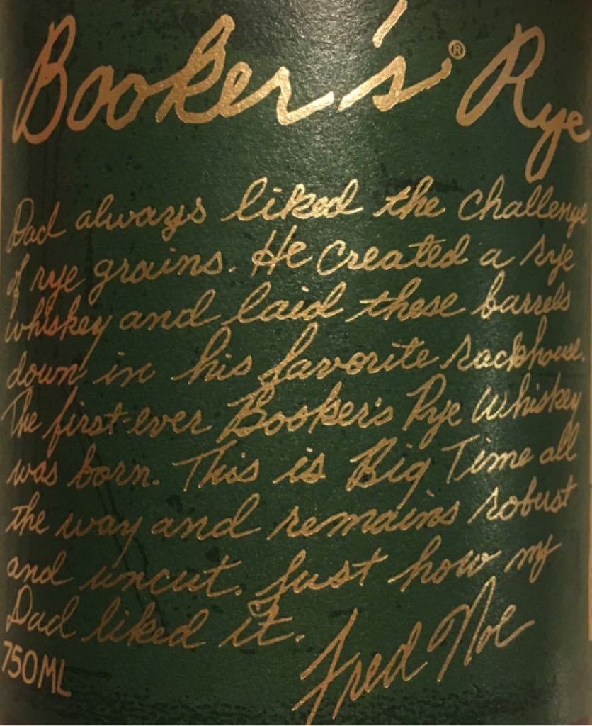 Booker’s Rye Limited Edition 2016-LE - James B. Beam Distilling Co. (750 mL) alcohol collectible [Barcode 080686011170] - Main Image 2