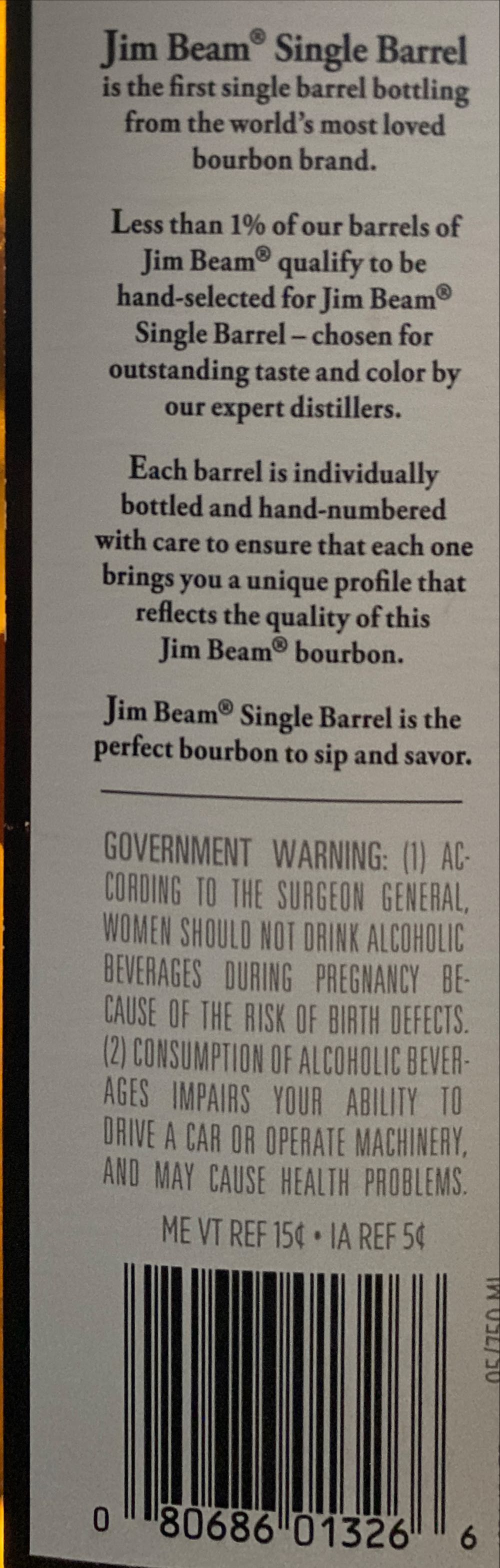 Jim Beam Single Barrel - Jim Beam Distillery (750 mL) alcohol collectible [Barcode 080686013266] - Main Image 2