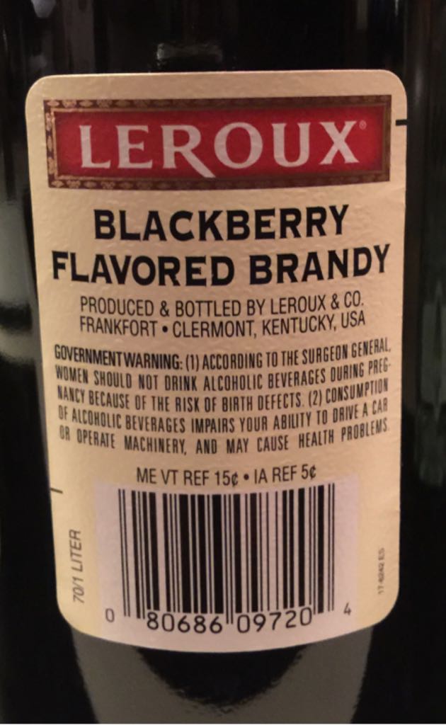 Kerouac Blackberry Brandy - Leroux (1.0L) alcohol collectible [Barcode 080686097204] - Main Image 2