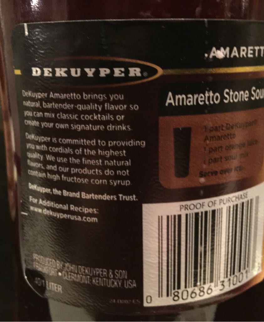 Dekuyper Amaretto - John Dekuyper & Son (1 L) alcohol collectible [Barcode 080686310013] - Main Image 2