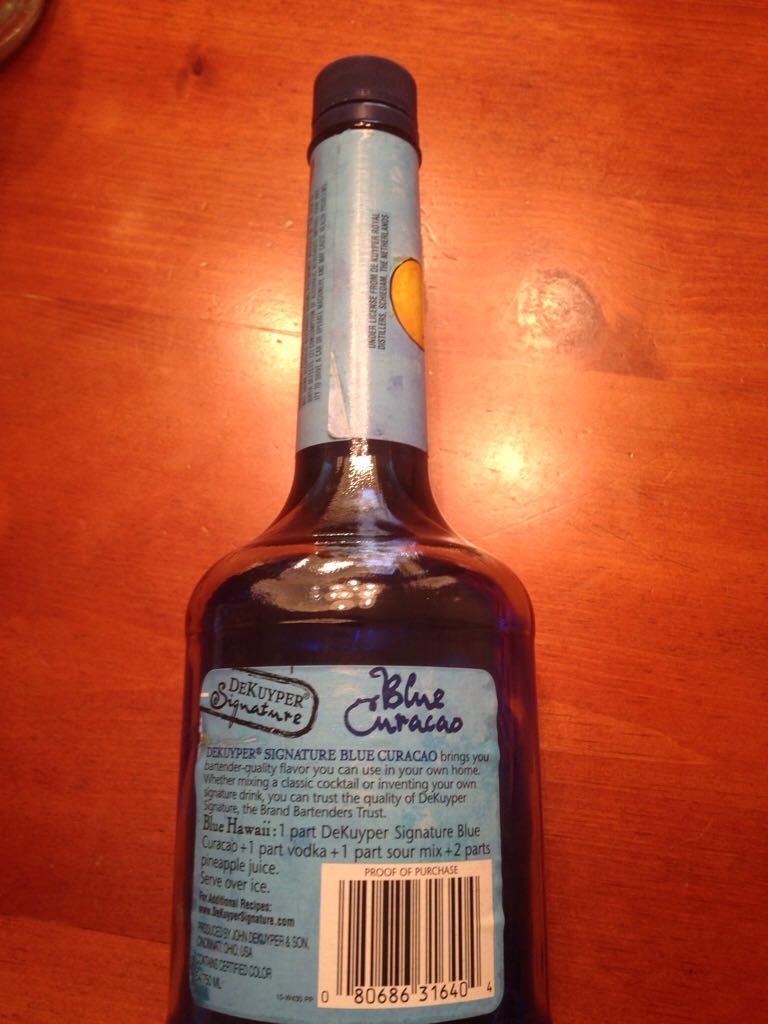Blue Curaçao  - De Kuyper Royal Distillers (750 mL) alcohol collectible [Barcode 080686316404] - Main Image 2