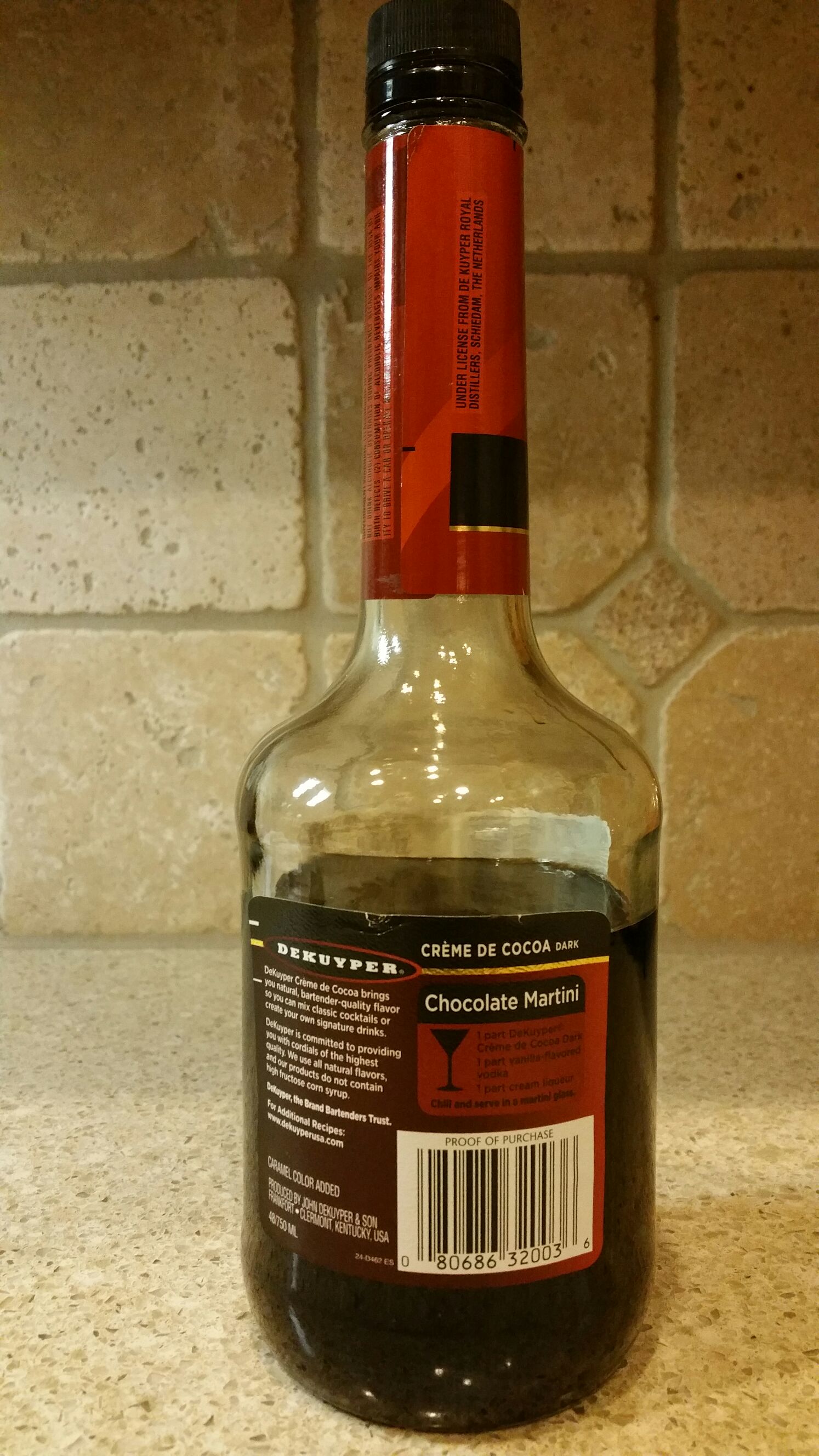 Dekuyper Creme de Cocoa - John Dekuyper & Son (750mL) alcohol collectible [Barcode 080686320036] - Main Image 2