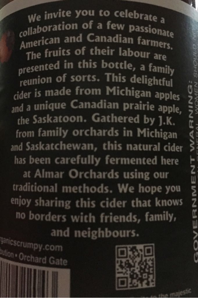 J.K.’s Northern Neighbour Farmhouse Cider Saskatoon Cuvée - Almar Orchards (22 fl. oz.) alcohol collectible [Barcode 016121022043] - Main Image 2