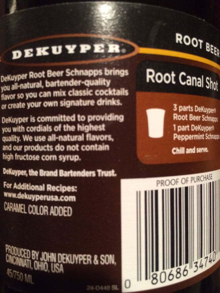 Delusory Root Beer Schnapps - Dekuyper & Son (750 mL) alcohol collectible [Barcode 080686347408] - Main Image 2