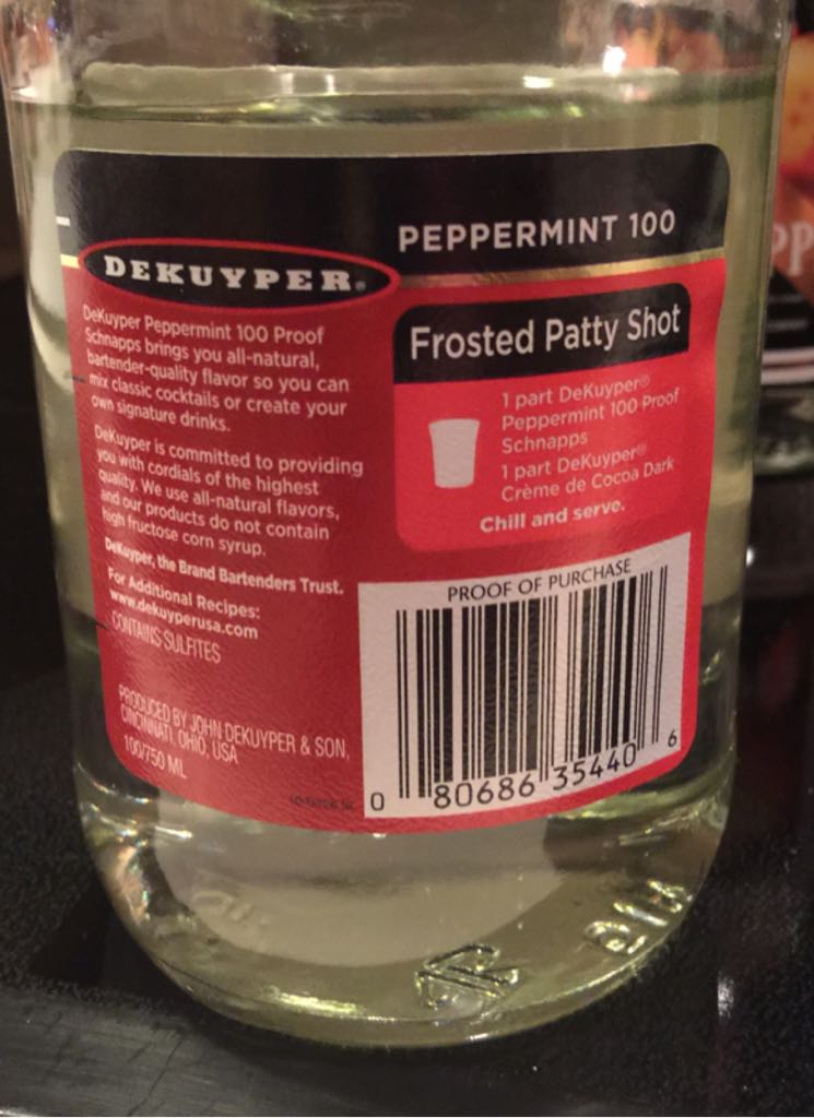 Dekuyper Peppermint Schnapps - Dekuyper (200 mL) alcohol collectible [Barcode 080686354406] - Main Image 2