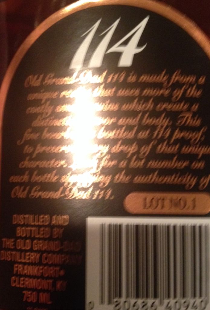 Old Grand-Dad 114 - Jim B.Beam Distilling Co. (750 mL) alcohol collectible [Barcode 080686409403] - Main Image 2