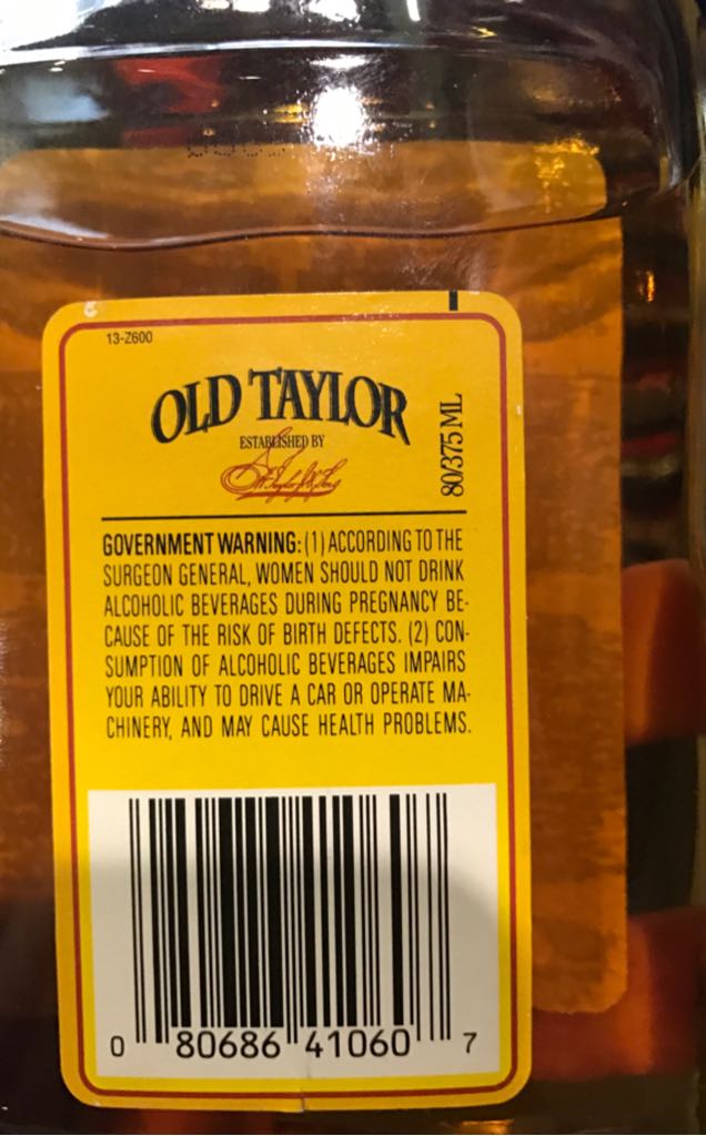 Old Taylor 6 Year - The Old Taylor Distillery (375 mL) alcohol collectible [Barcode 080686410607] - Main Image 2