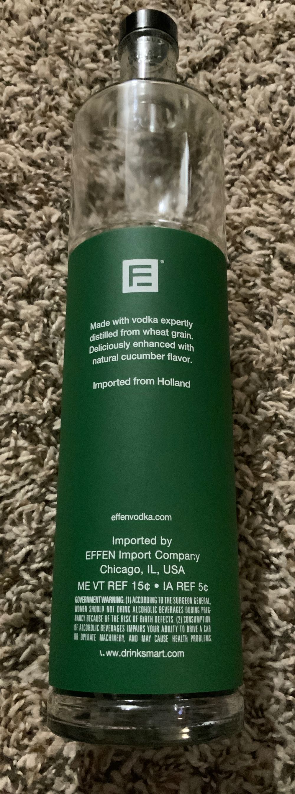 Vodka, Cucumber - Effen Import Co. (750 mL) alcohol collectible [Barcode 080686938248] - Main Image 2