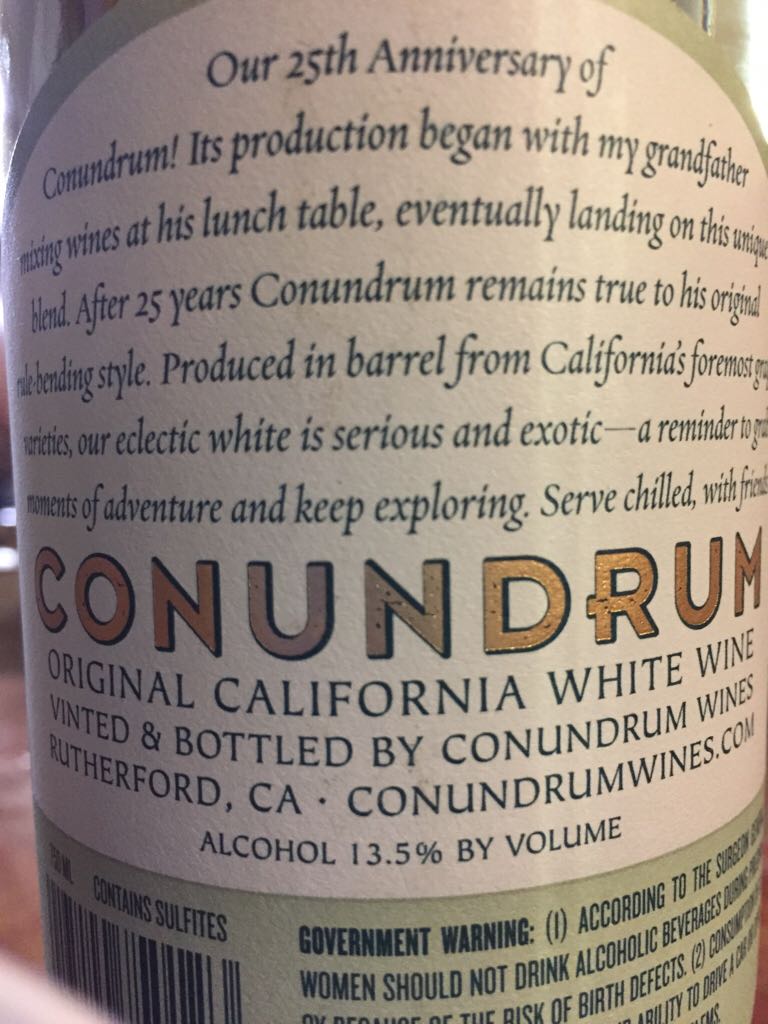 Conundrum 10th Anniversary - Conundrum Wines (750 mL) alcohol collectible [Barcode 017224750123] - Main Image 2