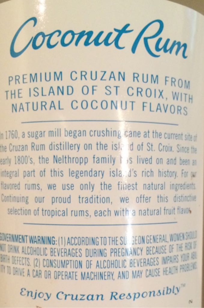 Cruzan Coconut Rum - Cruzan International Ltd. (750 ml) alcohol collectible [Barcode 080686967712] - Main Image 2