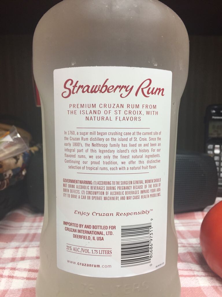 Rum - Cruzan International Ltd. (175L) alcohol collectible [Barcode 080686973119] - Main Image 2