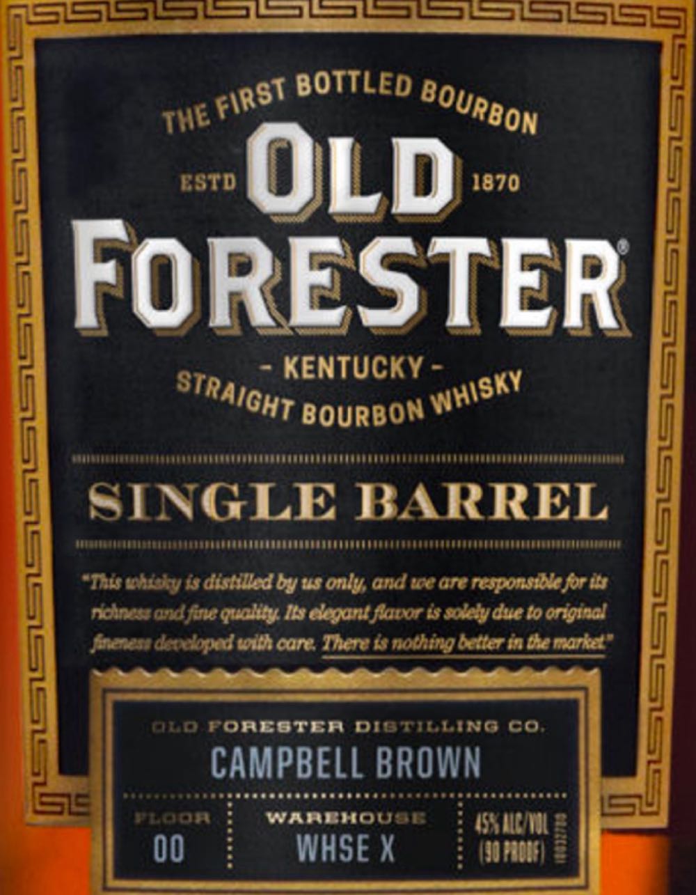 Old Forester “Single Barrel” - Old Foreater Distilling Co   Louisville KY (750mL) alcohol collectible [Barcode 081128001087] - Main Image 3