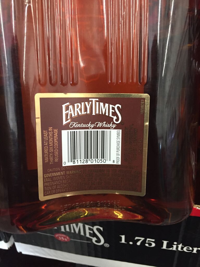 Early Times Whiskey - Early Times (1.75L) alcohol collectible [Barcode 081128010508] - Main Image 2