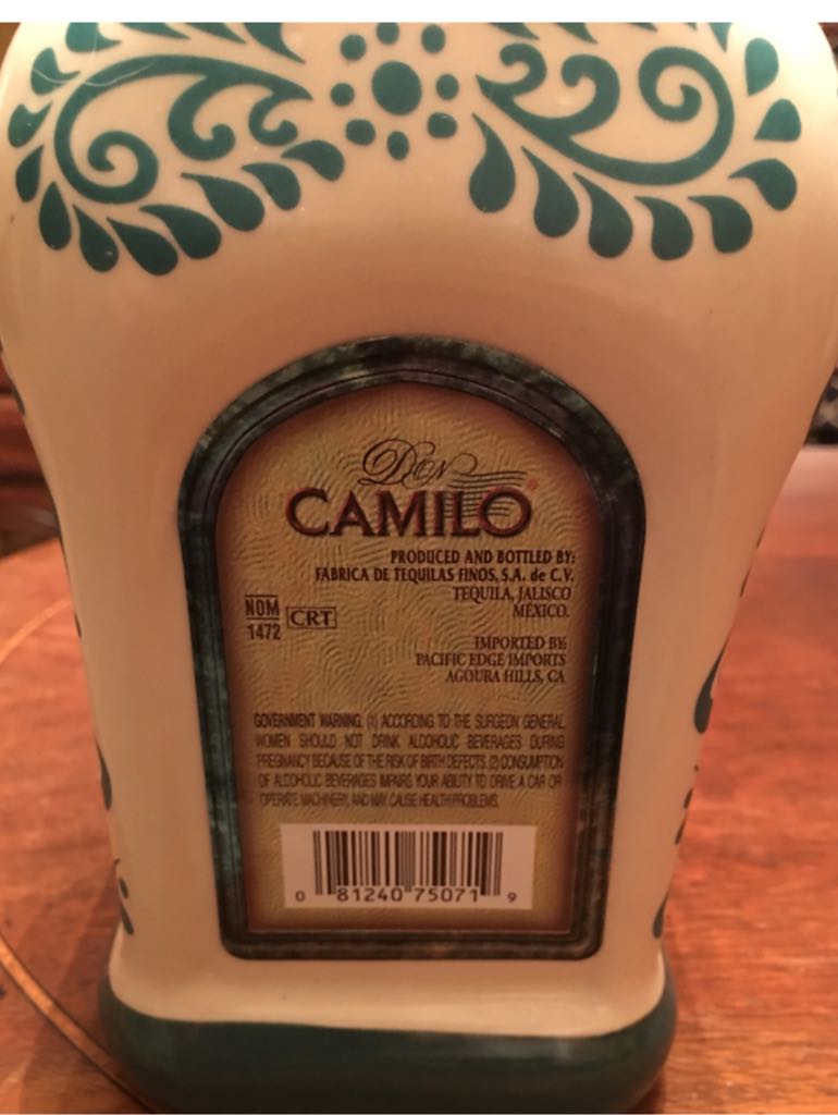 Camilo - Casamigos De Agave, Jalisco, Mexico (750 mL) alcohol collectible [Barcode 081240750719] - Main Image 2