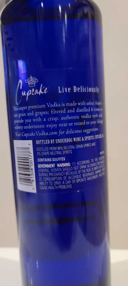 Cupcake Vodka Original - Cupcake Vinyards (750 mL) alcohol collectible [Barcode 081308001777] - Main Image 2