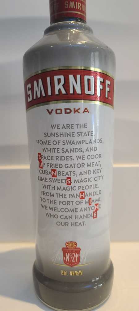Smirnoff FLORIDA - Smirnoff (750 mL) alcohol collectible [Barcode 082000000068] - Main Image 2