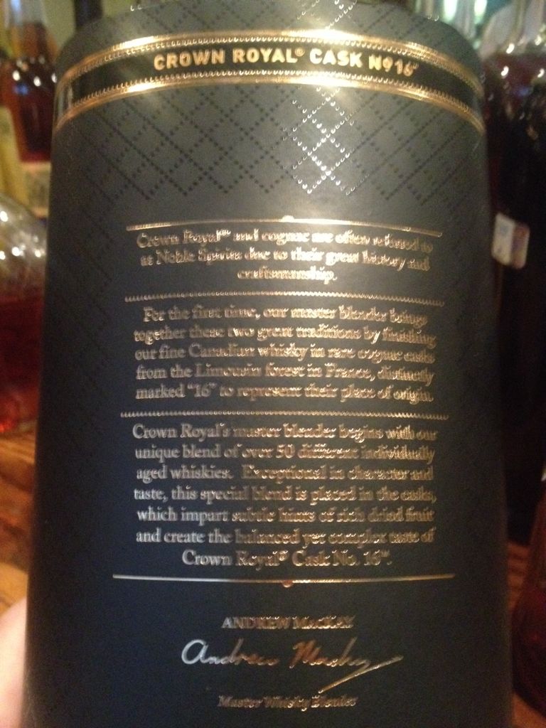 Crown Cask 16 - Crown Royal Company (750 mL) alcohol collectible [Barcode 082000739555] - Main Image 2