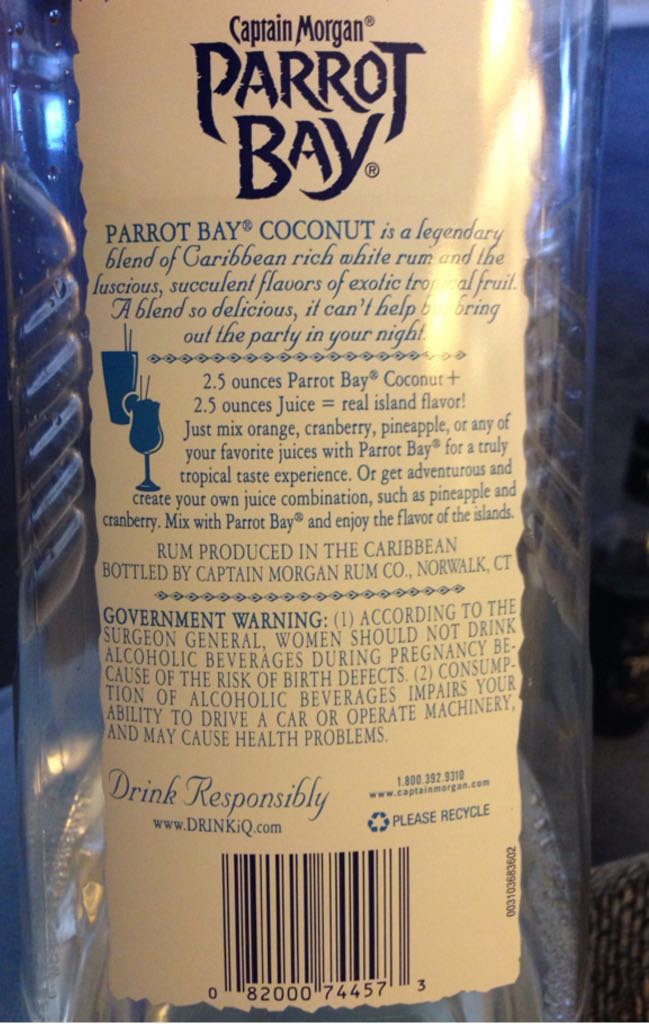 Parrot Bay Coconut Rum - Captain Morgan Rum Co. (1.75L) alcohol collectible [Barcode 082000744573] - Main Image 2