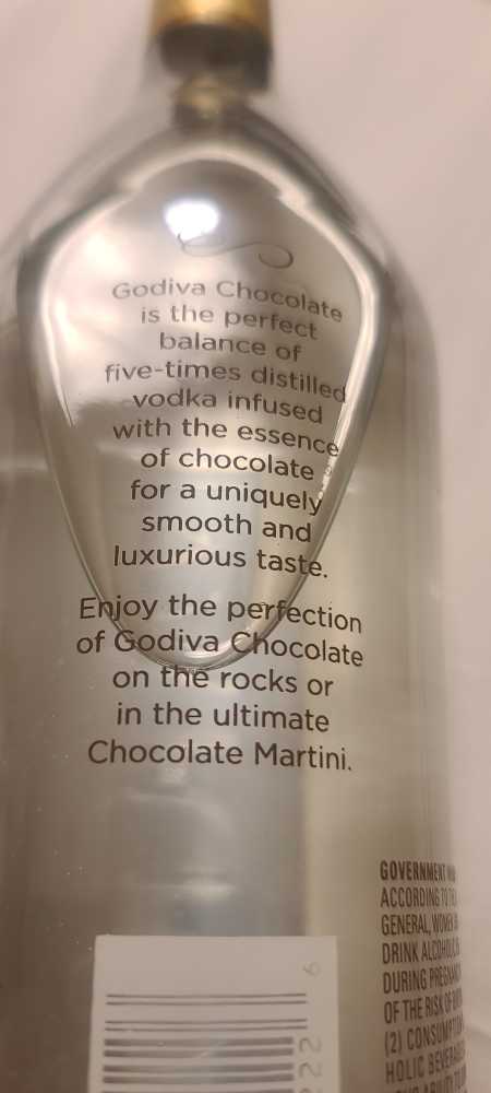 Godiva Chocolate Vodka - Godiva Liqueur Co. (750 mL) alcohol collectible [Barcode 082000752226] - Main Image 2