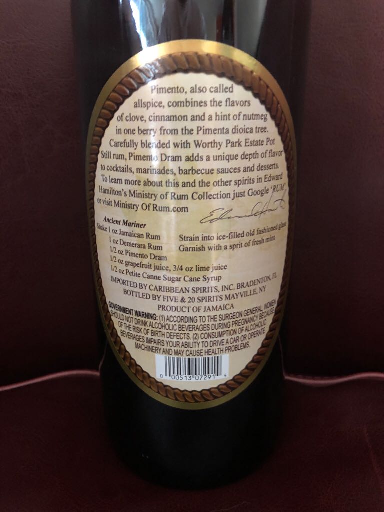 Hamilton Pimento Dram - Worthy Park Estate (750 mL) alcohol collectible [Barcode 000513072914] - Main Image 2