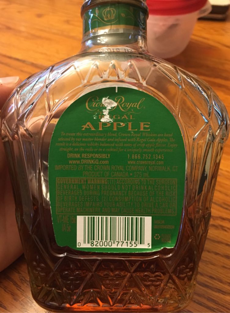 Crown Royal (Apple) - Crown Royal Company (375 mL) alcohol collectible [Barcode 082000771555] - Main Image 2
