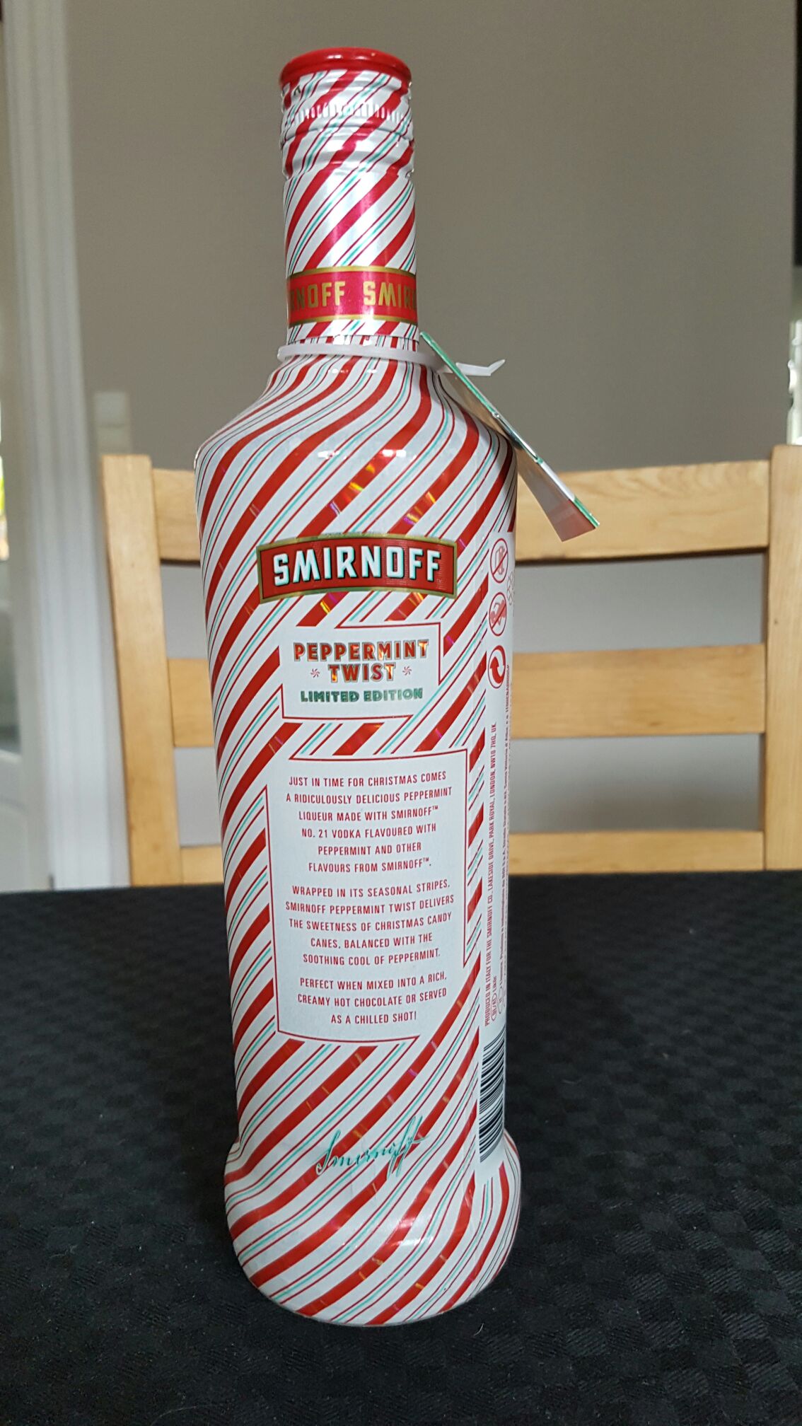 Smirnoff Peppermint Twist 750ML - Diageo Distillery, Plsinfield, IL (750 mL) alcohol collectible [Barcode 082000775836] - Main Image 2