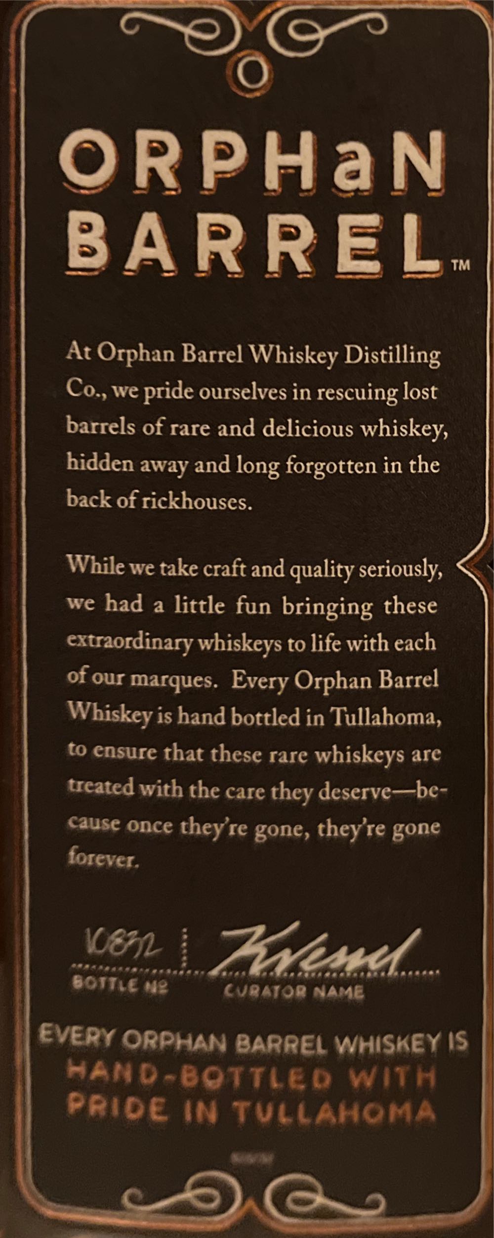 Orphan Barrel - Whoop & Holler - Orphan Barrel (750 mL) alcohol collectible [Barcode 082000776512] - Main Image 3