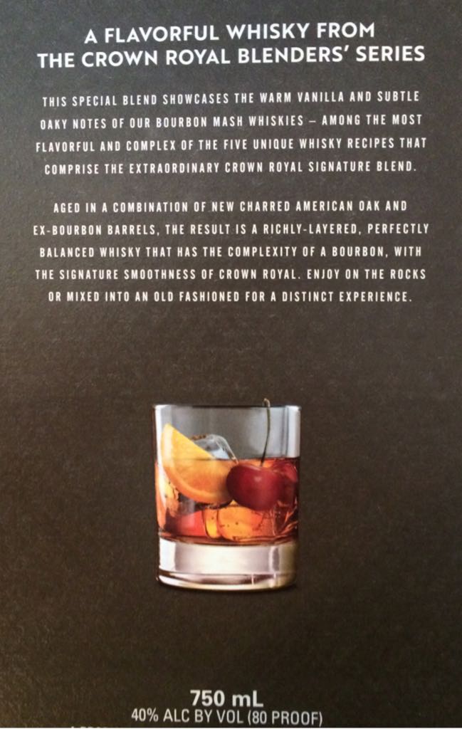 Crown Royal - Bourbon Mash - Crown Royal Company (750mL) alcohol collectible [Barcode 082000782698] - Main Image 2