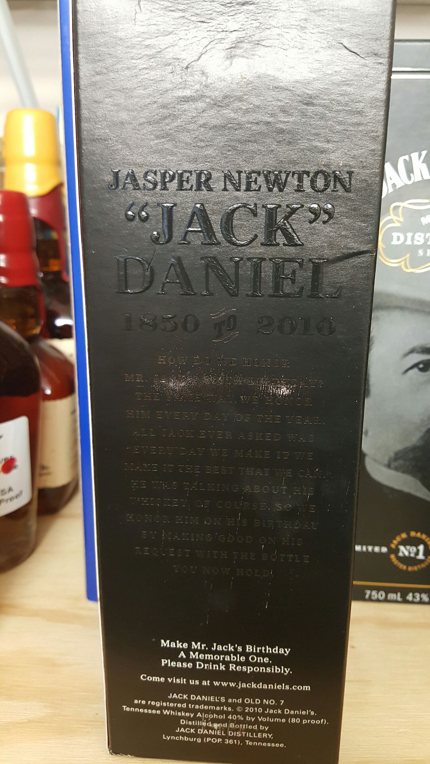 160 Birthday - Jack Daniels (750 mL) alcohol collectible [Barcode 082184000120] - Main Image 2