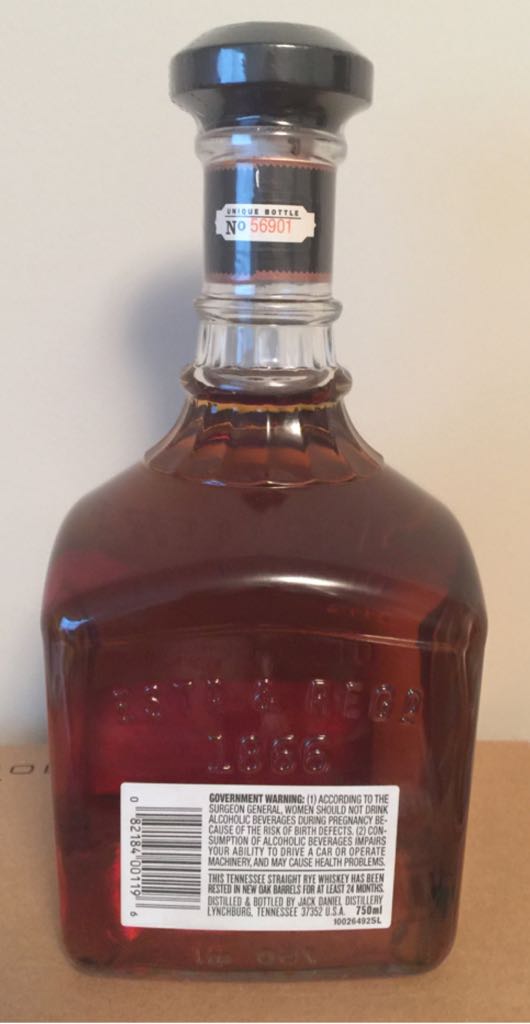Tennessee Rye - Rested - Jack Daniel‘s Distillery (750mL) alcohol collectible [Barcode 082184001196] - Main Image 2