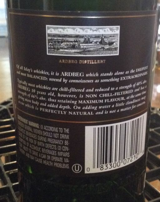 Ardbeg 10 - Ardbeg Distillery (750 mL) alcohol collectible [Barcode 083300072106] - Main Image 2