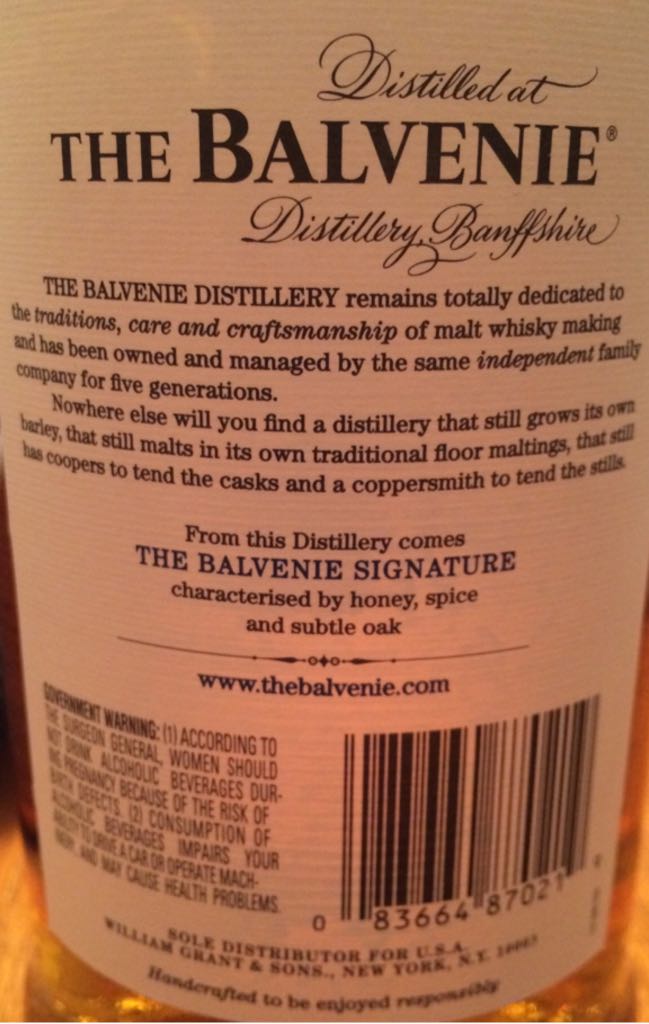 Balvenie 12 Signature Release - The Balvenie Distillery (750 mL) alcohol collectible [Barcode 083664870219] - Main Image 2