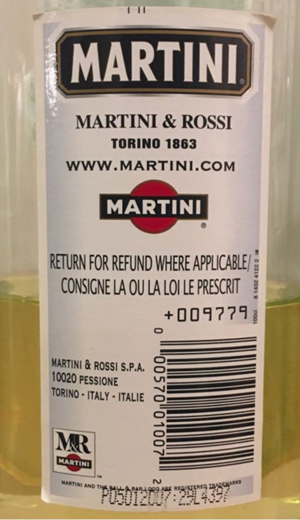 Martini Bianco - Martini & Rossi S.P.A. (50 mL) alcohol collectible [Barcode 000570010072] - Main Image 2