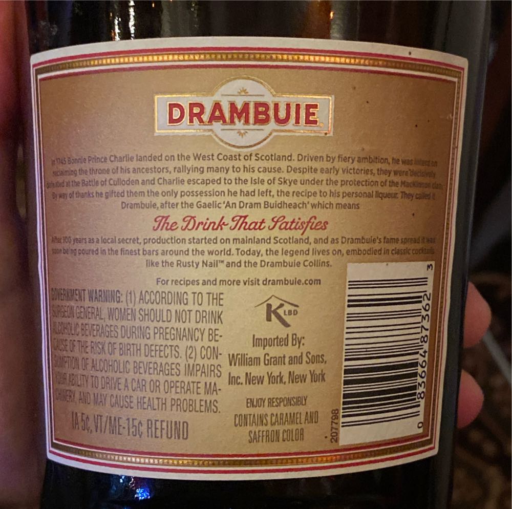 Drambuie - Mainland Scotland (750 mL) alcohol collectible [Barcode 083664873623] - Main Image 2