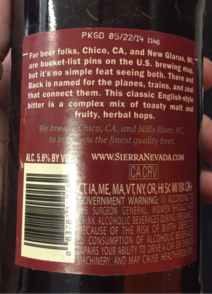 There And Back - Sierra Nevada Brewing Co. (12 fl. oz.) alcohol collectible [Barcode 083783150162] - Main Image 2