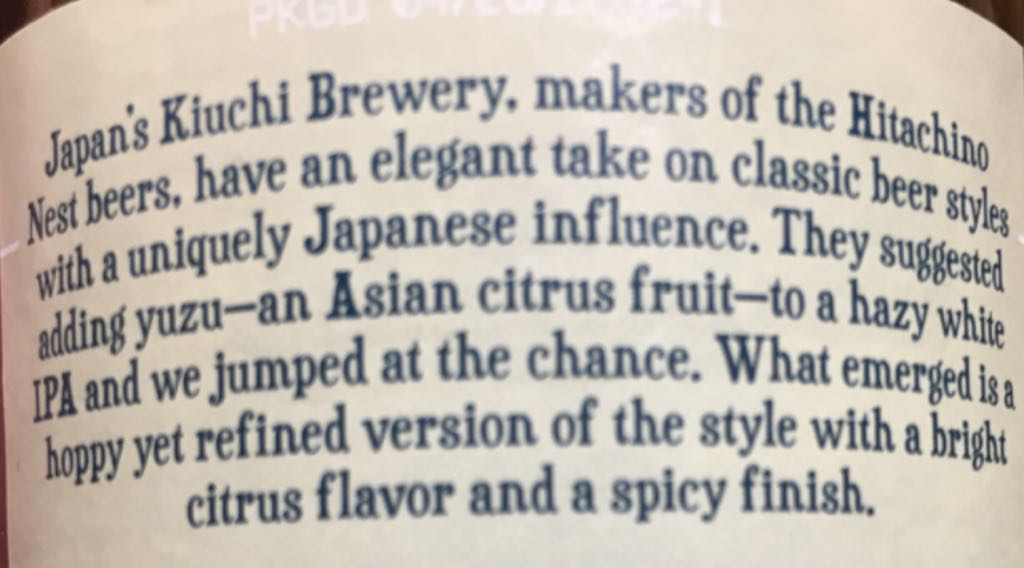 White IPA With Yuzu  - Sierra Nevada Brewing Co (12 fl. oz.) alcohol collectible [Barcode 083783150360] - Main Image 2