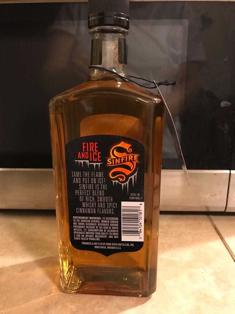 Sin Fire - Hood River Distillers (750 mL) alcohol collectible [Barcode 084104101818] - Main Image 2