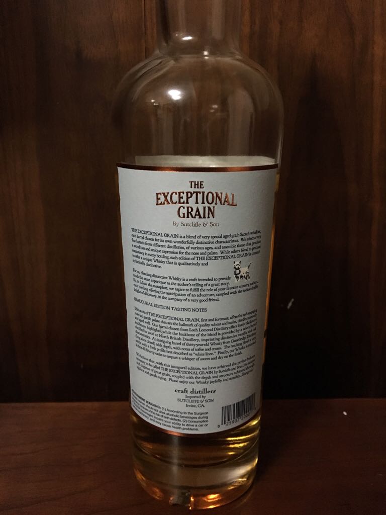 The Exceptional Grain - Sutcliffe & Son (750 mL) alcohol collectible [Barcode 025907200018] - Main Image 2